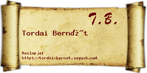 Tordai Bernát névjegykártya